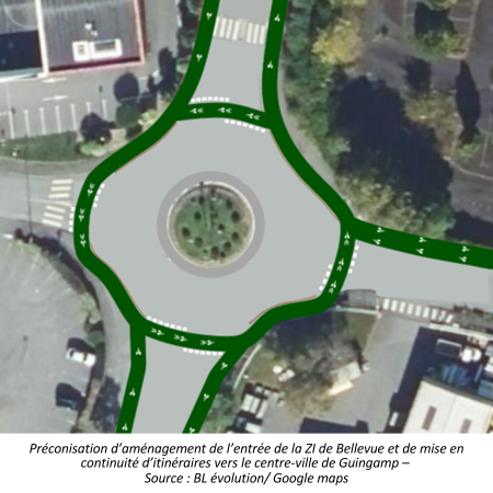 Proposition d'aménagement d'un rond point en vue aérienne 