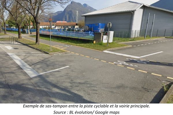 Aménagement d'un sas entre la piste cyclable et la voirie principale